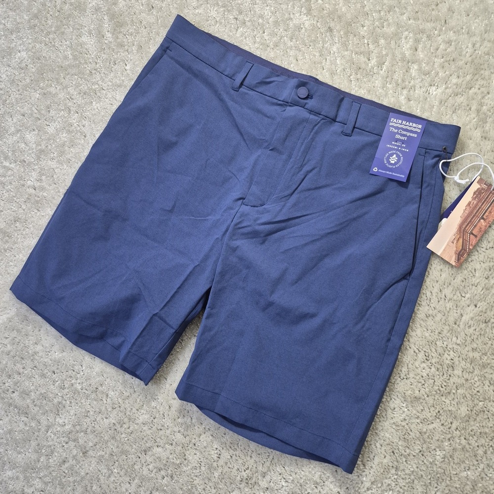 Fair Harbor Compass Short Mens 35 Blue Performance Golf Chino Outdoor Hiking New
